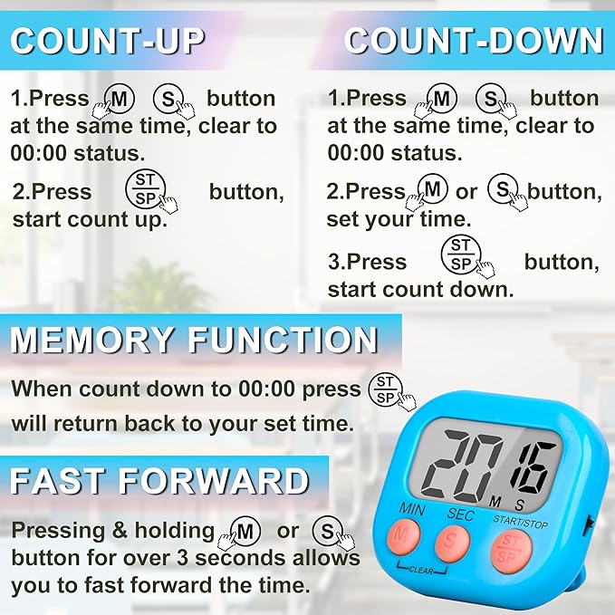ZILLEEN Classroom Timer for Kids Teachers 6 Pack Digital Timers - Image 7