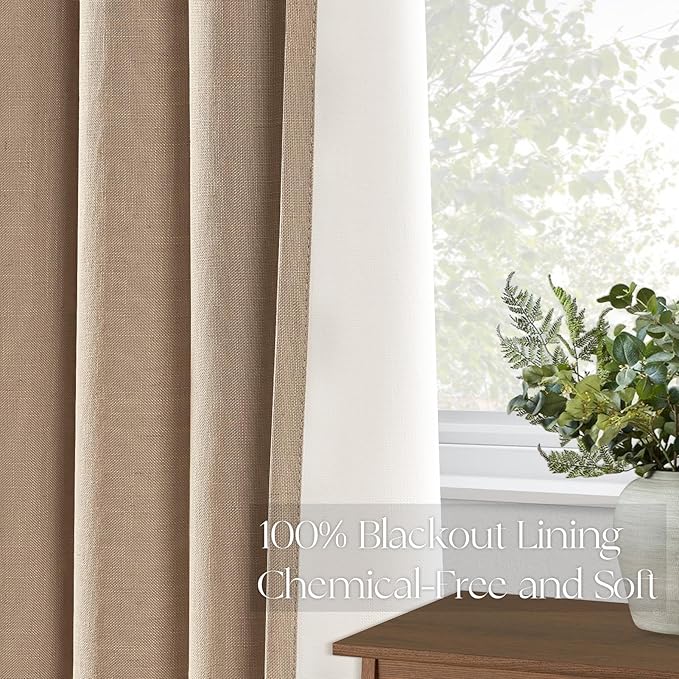 Topfinel Extra Long Total Blackout Linen Curtains 108 Inches Long - Image 5