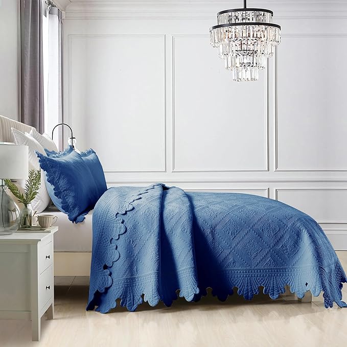 MarCielo 3-Piece 100% Cotton Oversized Bedspread Lightweight Quilt Coverlet - Image 5