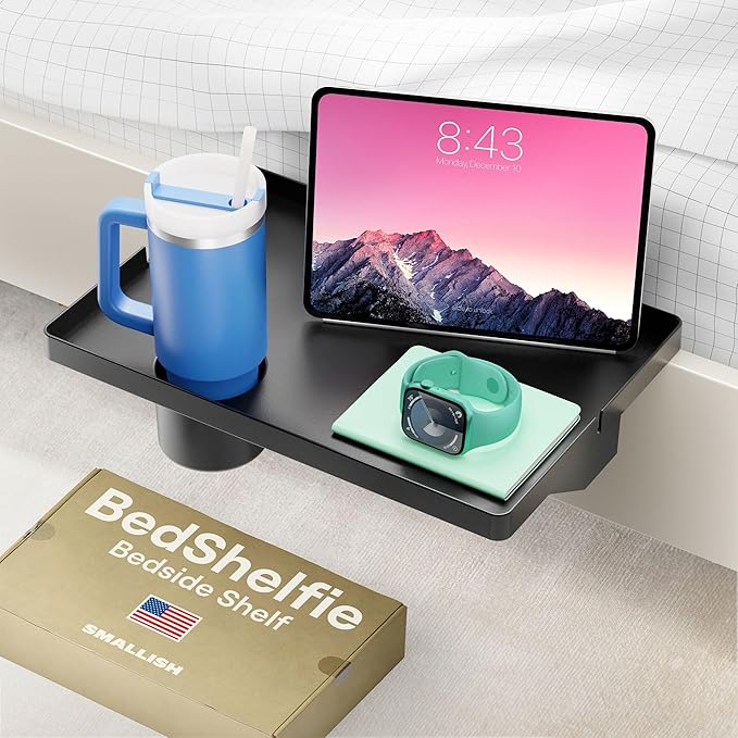 BedShelfie Bedside Shelf for Bunk Bed & Top Bunk, College Dorm Room Essentials by BedShelfie