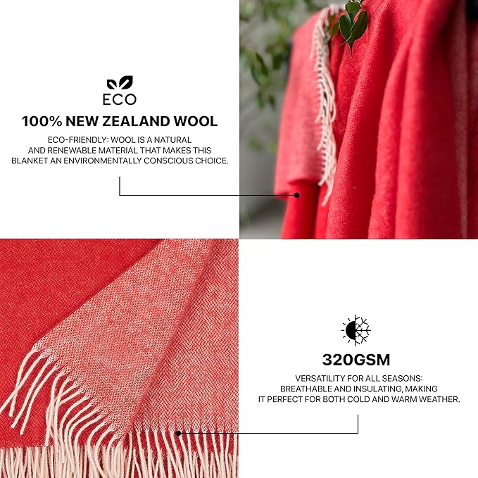 New Zealand Virgin Wool Throw Blanket, Indoor & Outdoor, Soft Blanket - Image 3