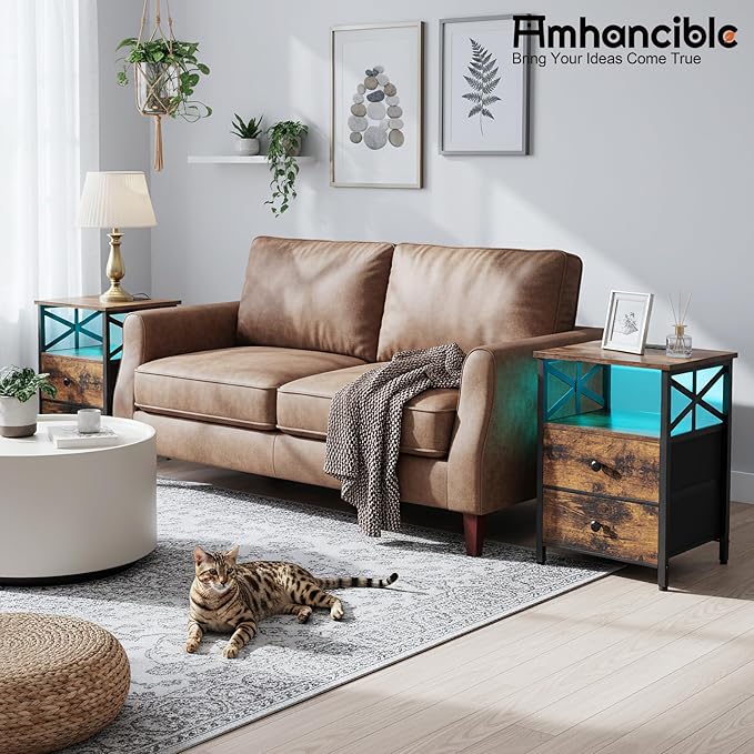 AMHANCIBLE Night Stand Set 2, LED Nightstand - Image 9