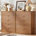 LEYAOYAO Fluted 5 Drawers Dresser Set of 2, Curved Profile Dresser TV Stand by LEYAOYAO-Findtheshiningpointofyourideallife%EF%BC%81
