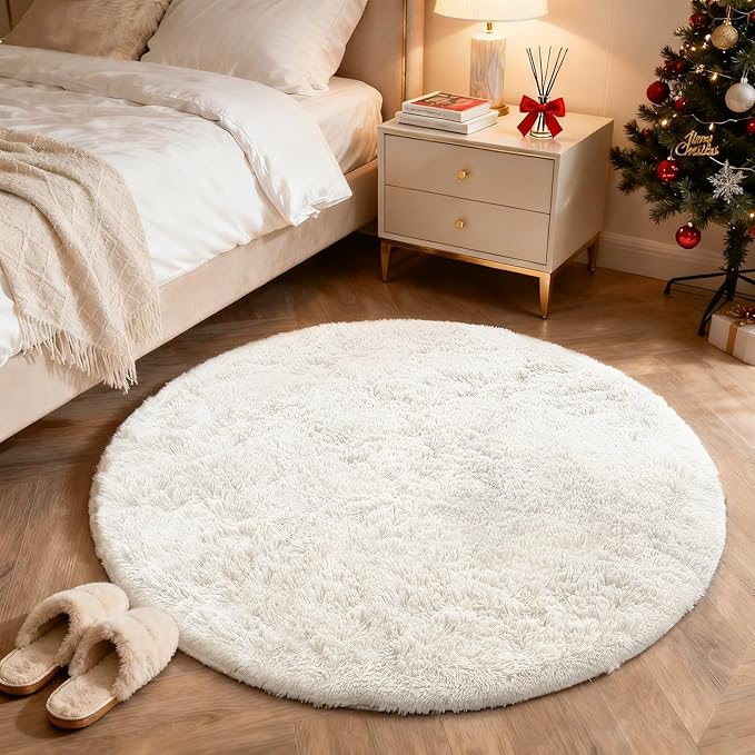 OLANLY Ivory Round Rugs for Bedroom - Image 2