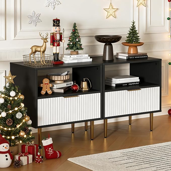 Nightstand with Drawer, End Table with Storage, Bed Side Table with Open Space - Image 3