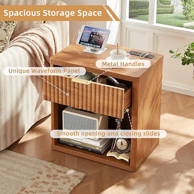LEYAOYAO Fluted Farmhouse Nightstand Set of 2 - Image 5