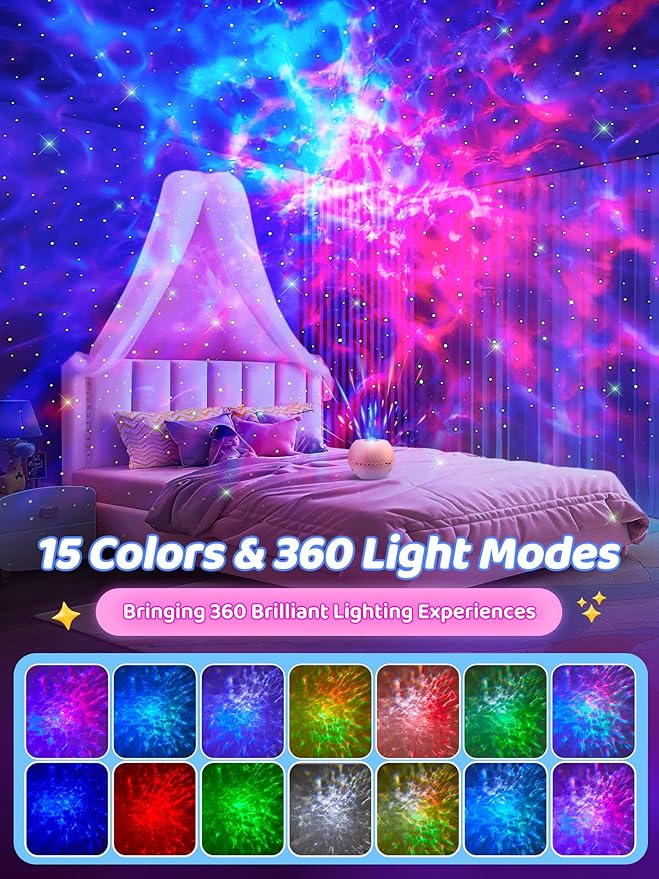 Galaxy Projector for Bedroom, 15 Colors Star Projector Galaxy Light Projector - Image 2
