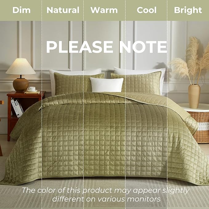 Powdion Velvet Quilt Queen, Luxury Olive Green Quilt Comforter Queen Size 3 - Image 8