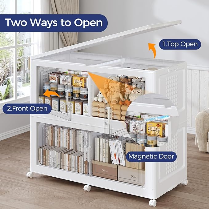 200GAL Storage Bins with Lid and Wheels, Stackable Closet Organizers and - Image 4