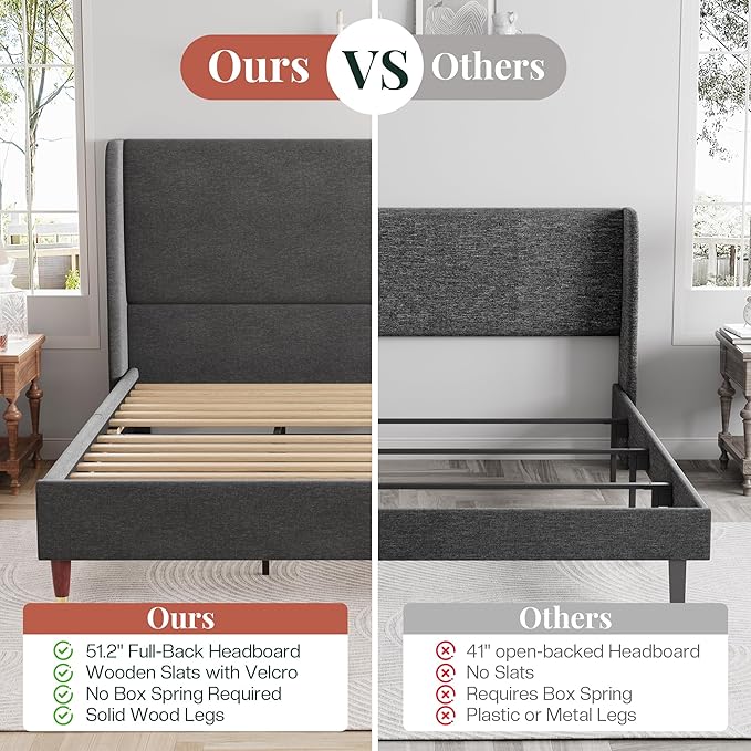 Jocisland King Upholstered Platform Bed Frame - Image 5