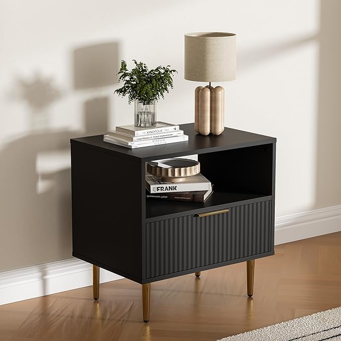 Nightstand with Drawer, End Table with Storage, Bed Side Table with Open Space - Image 4