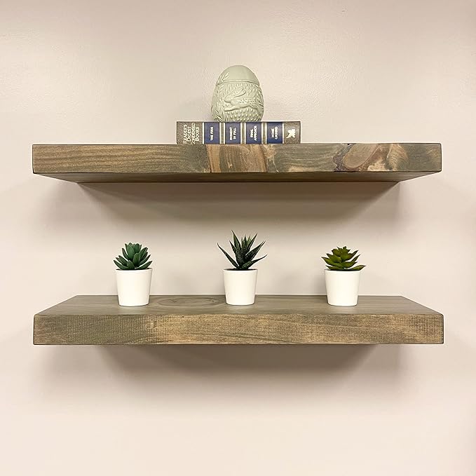 PJ DECOR URBANDI, Rustic Floating Shelves, Hidden Bracket, Solid Wood, Heavy - Image 5