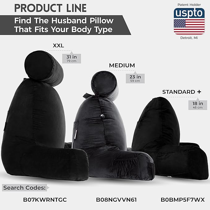 Husband Pillow Medium Aspen Edition Stable Black, Sit Up Reading & Bed Rest - Image 5