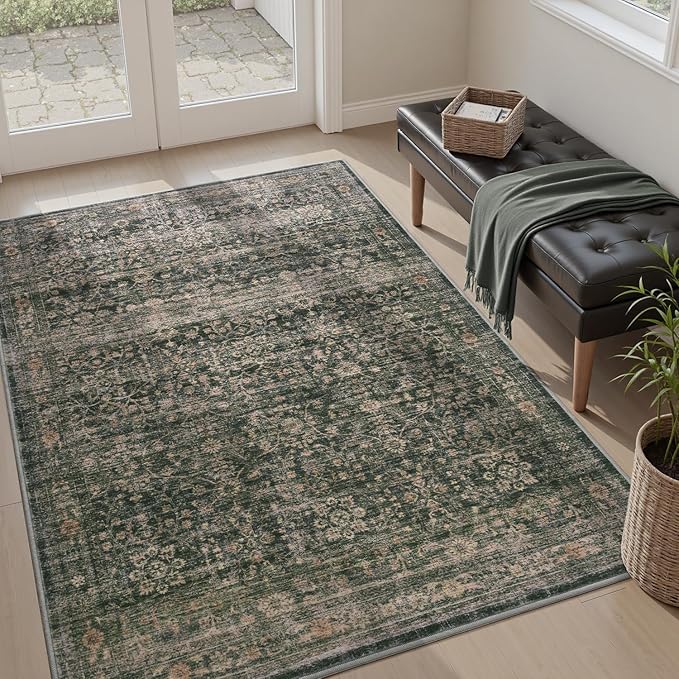 MontVoo-Vintage Area Rug 3x5 Green Rugs by MontVoo