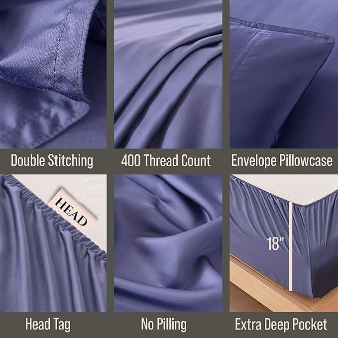 Bella Coterie 6 Piece Luxury Bamboo Viscose Split Top King Size Sheet Set | 34" - Image 4