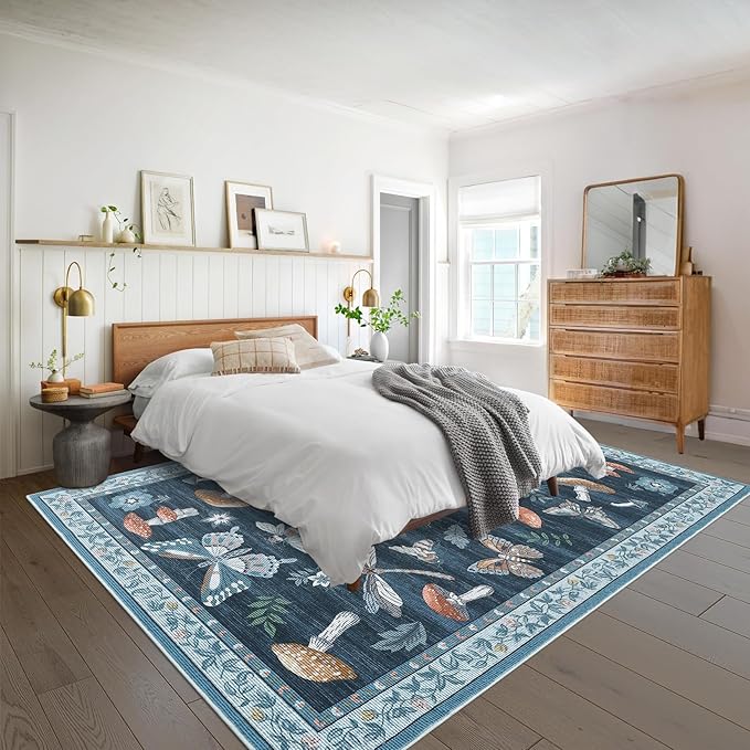 Washable Rug 5x7 Area Rugs for Living Room, Mushroom Insect Rug for Bedroom - Image 7