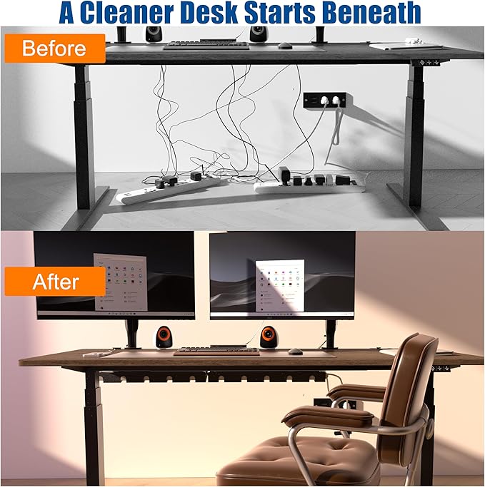 2 Pack 17" Under Desk Cable Management Tray, Metal Wire Management Standing - Image 2