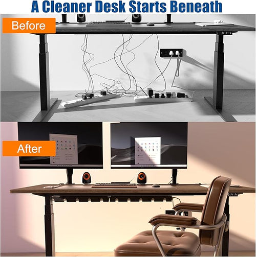 2 Pack 17" Under Desk Cable Management Tray, Metal Wire Management Standing - Image 2
