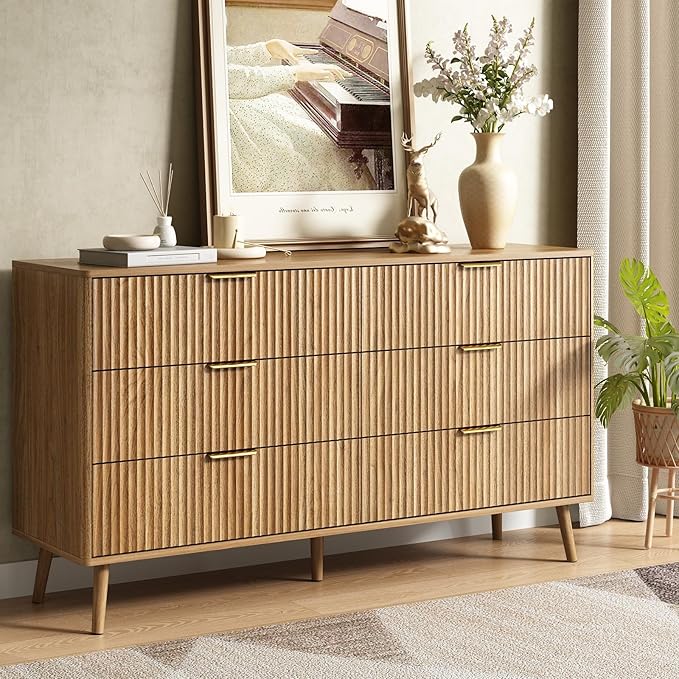 CARPETNAL Fluted 6 Drawer Dresser by CARPETNAL