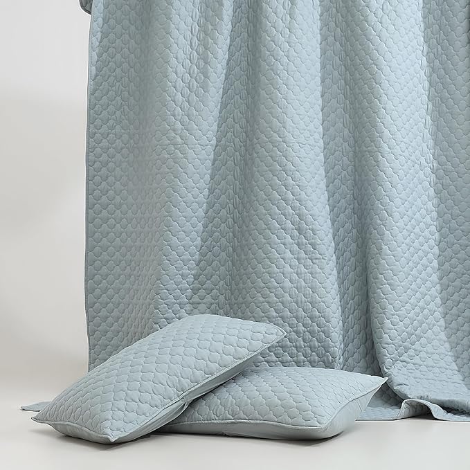 HORIMOTE HOME Quilt Twin Size Chambray Blue, Lightweight Quilt - Image 6