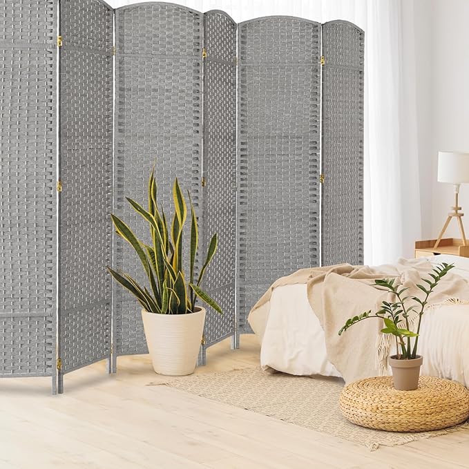 VINGLI 6-Panels Tall Rattan Room Divider, 6 FT Folding Privacy Screen, Indoor - Image 7