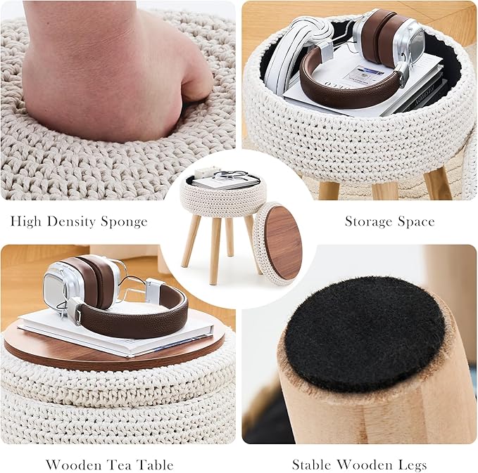 LGENHOOM Round Foot Stool Ottoman - Image 5
