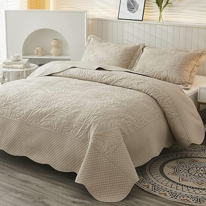 MarCielo 3-Piece 100% Cotton Oversized Bedspread Lightweight Quilt Coverlet by MarCielo