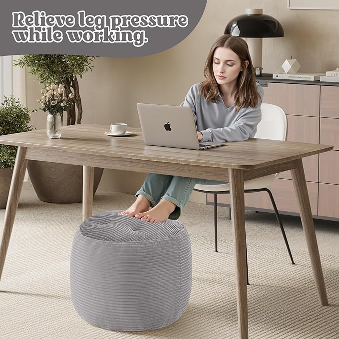 MeMoreCool Stuffed Round Pouf Ottoman Foot Rest, Floor Pouf Foot Stool - Image 5