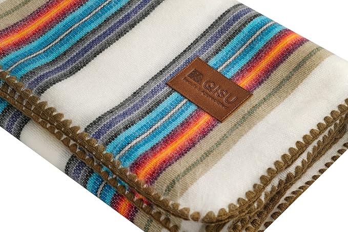 QISU Alpaca Wool Blanket Throw | Large, Variegated | 85 x 65 inches | Ultra-Soft - Image 2