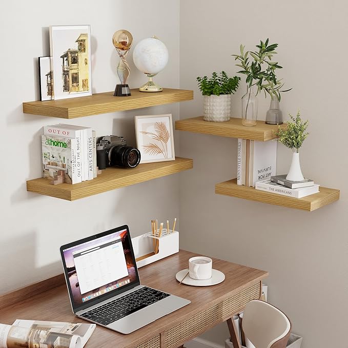 Fun Memories 32 Inch Floating Shelves, Wall-Mounted Bathroom Shelves Set of 2 - Image 6