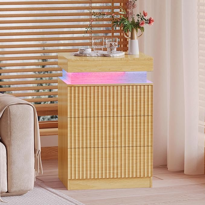 Nightstand Set of 2 for Bedroom, LED Nightstand - Image 9