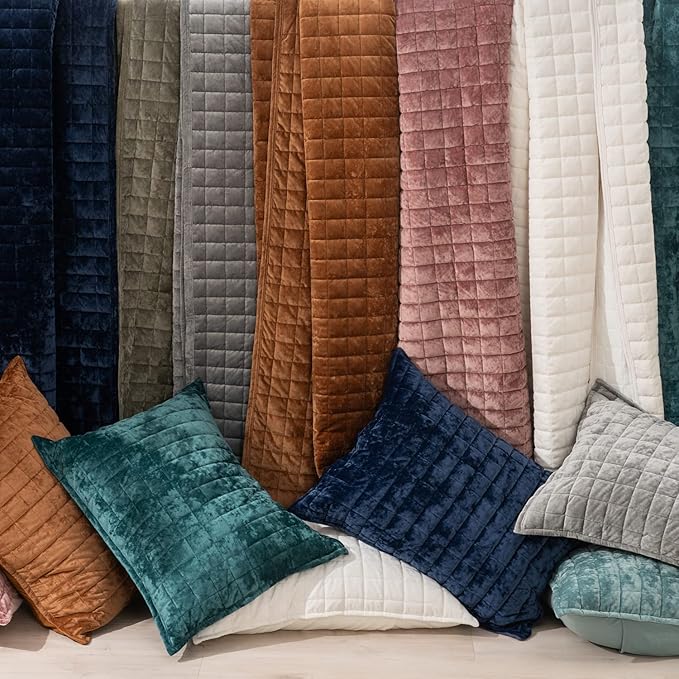 RECYCO Luxury Velvet Quilt Set Full Queen Size Bedding Sets, Ultra Soft Velvet - Image 6