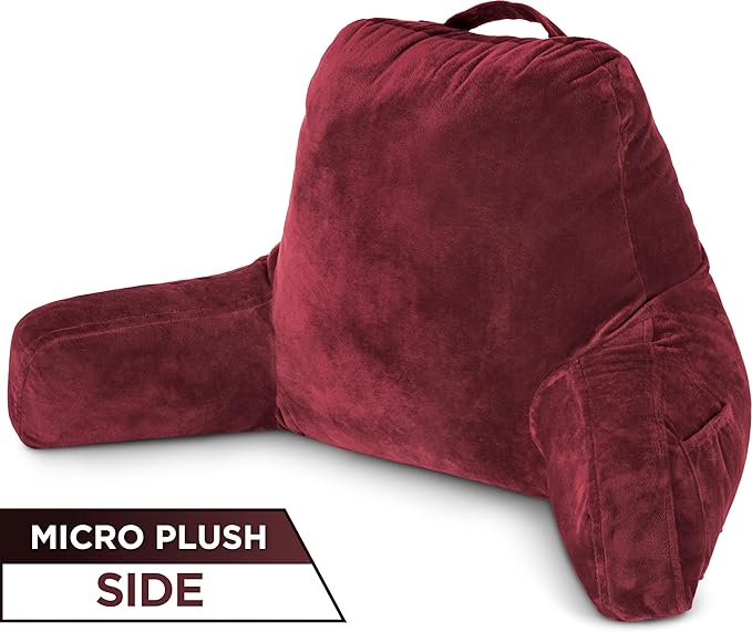 Husband Pillow Aspen Arizona Maroon, Reading Pillow Bed Rest Chair, Two-Sided - Image 9