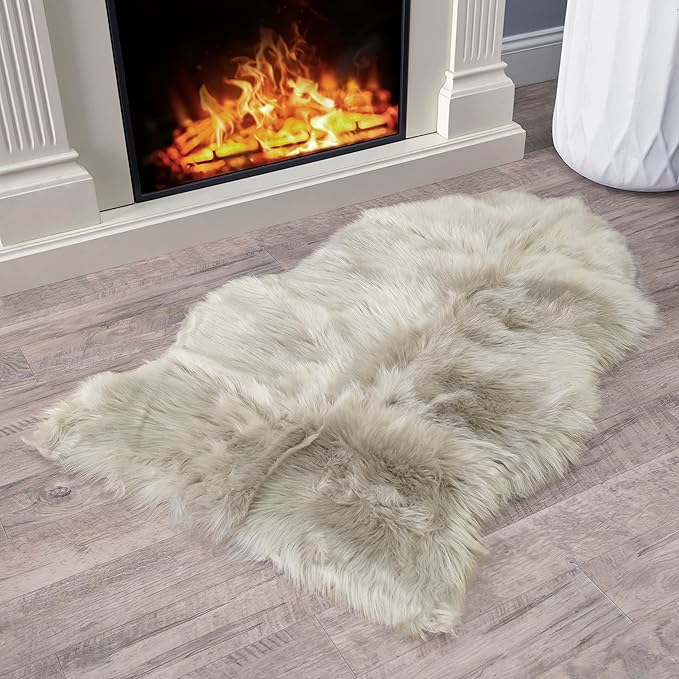 Walk on Me Gray Faux Fur Sheepskin Rug: Ultra Soft, Super Thick, Fluffy 2x3 by WalkonMe