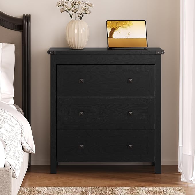 3-Drawer Dresser, Small Wooden Chest of Drawers - Image 3
