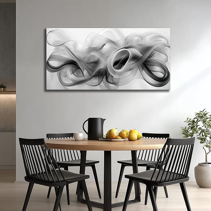 JuhaiArt Abstract Wall Art Black Picture Art Black Wall Decor White Wall Art - Image 2
