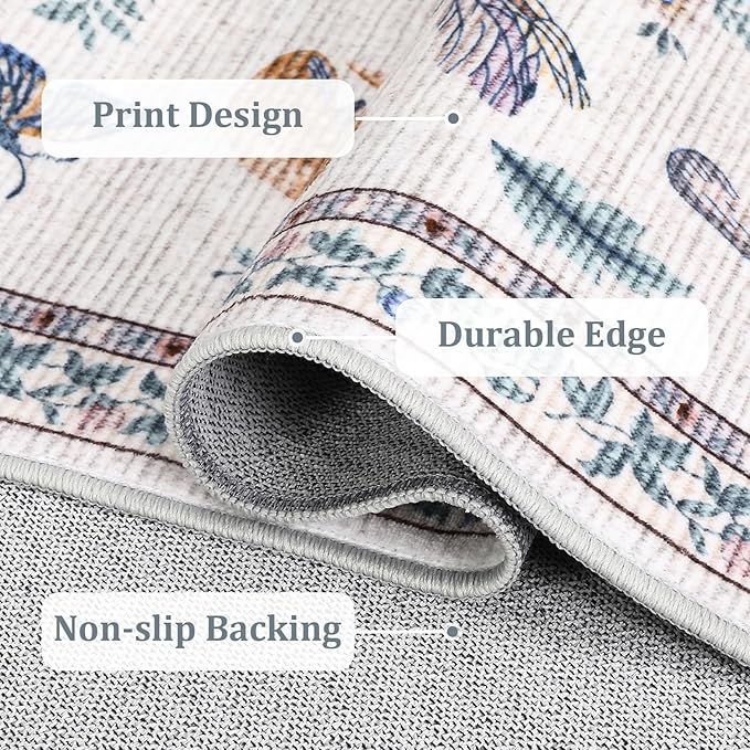 Washable Rug 5x7 Area Rugs for Living Room, Mushroom Insect Rug for Bedroom - Image 3