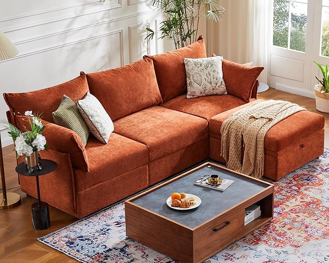 ABCASA Oversized Loveseat Sofa, Modern Modular Sectional Couch Terracotta - Image 8