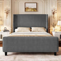 Queen Size Bed Frame with Headboard, Upholstered Platform Bed with Tall by VINTLJUS