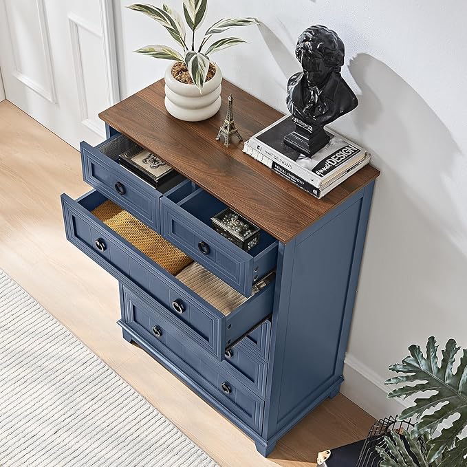 Farmhouse 6 Drawer Dresser for Bedroom, Rustic Wood Dresser - Image 4