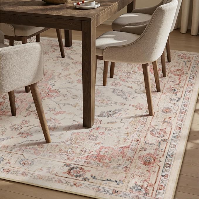 PADOOR 5X7 Area Rug, Rugs for Living Room, Soft Pink Rugs for Bedroom, Machine - Image 5