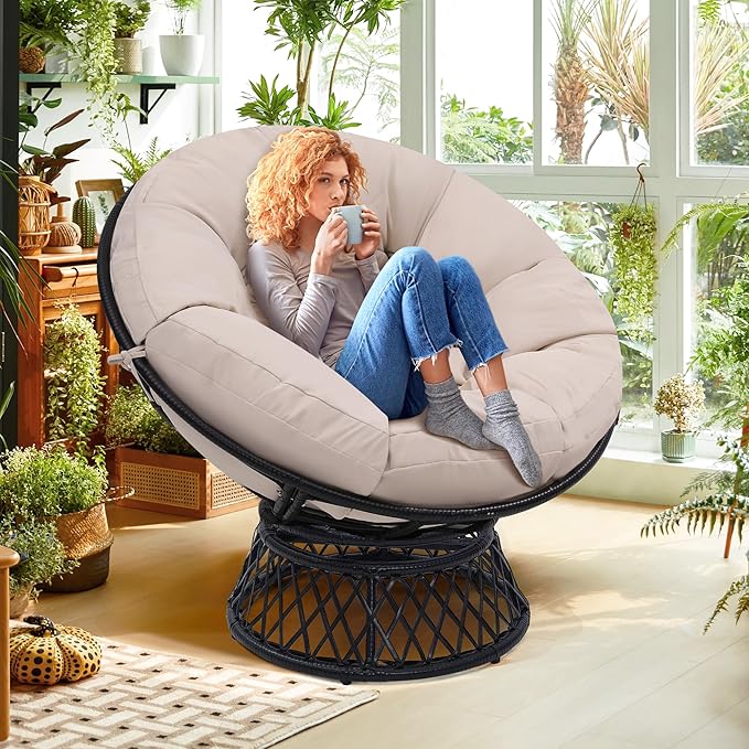 46" Giant Oversized Ergonomic Rattan Papasan Chair - Image 7