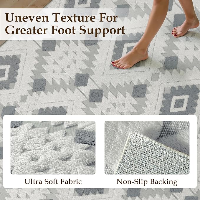 Ivory Grey 4x6 Area Rug Washable Moroccan Shag Office Carpet Non Slip Soft - Image 2