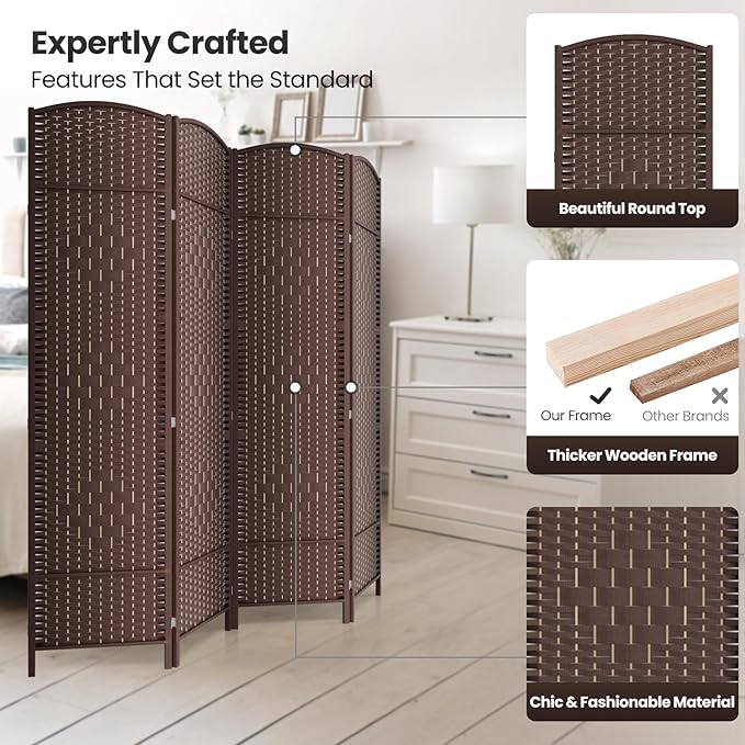 4 Panel Room Divider, 6Ft Folding Privacy Screen, Tall - Image 2