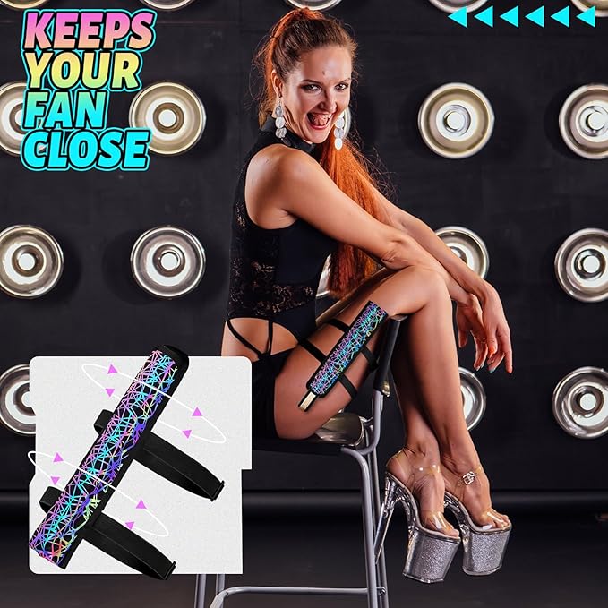 Summer Rave Fan Thigh Holster Rave Fan Holder Folding Hand Pouch Foldable - Image 2