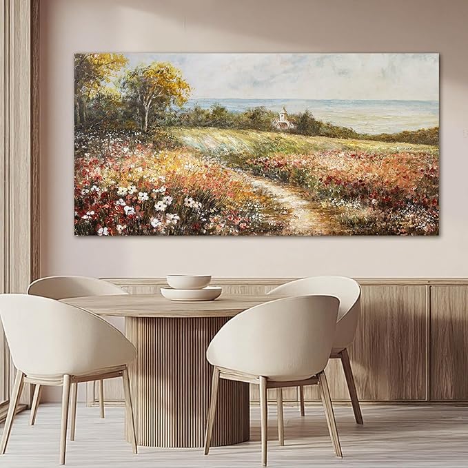 YETHEN WAL Wildflower Meadow Landscape Wall Art - Image 3