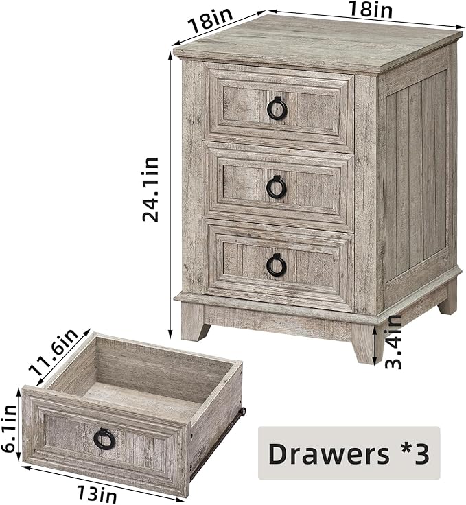 Farmhouse Night Stand Set of 2, Dresser - Image 3