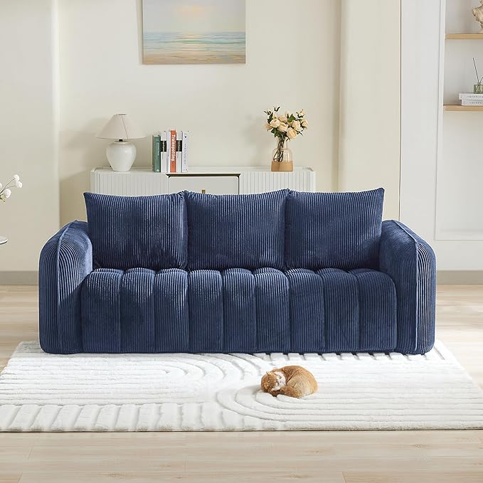 83'' Boneless Corduroy Sofa, Oversized 3 Seater Deep Seat Couch by WUTUTUEE