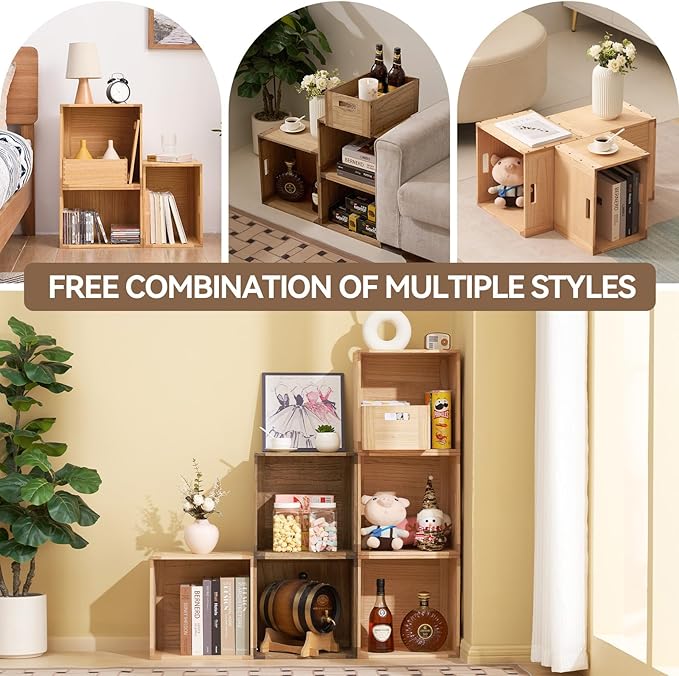 KIRIGEN Stackable Wood Storage Cube /Basket/ Bins Organizer - Image 5