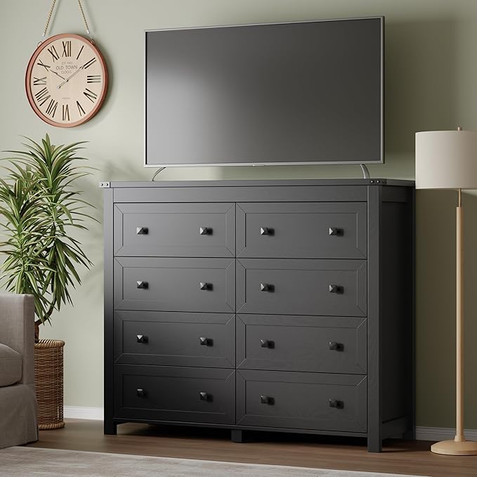 Tall 8-Drawer Dresser, Modern Wooden Storage Chest of Drawers, Dresser TV Stand - Image 5